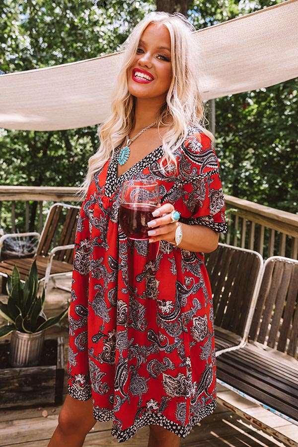 Serene Stay Paisley Babydoll Dress In Scarlet Image - 1