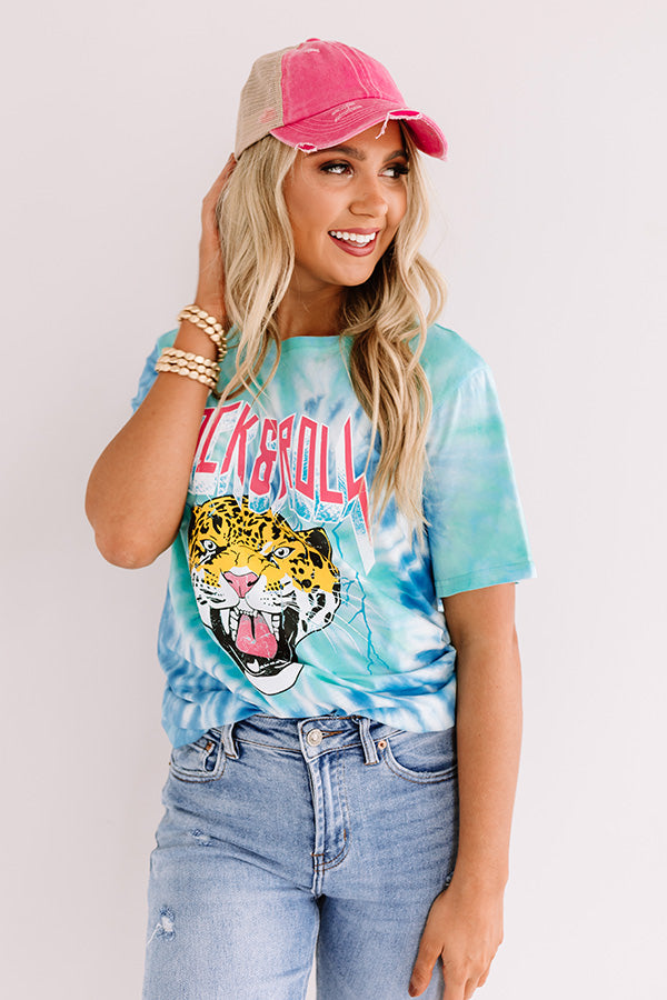 Rock And Roll Tiger Tie Dye Tee In Blue