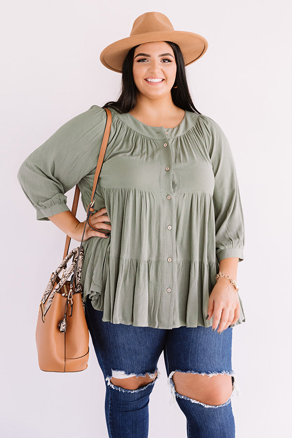 Sweeter Than Pie Babydoll Top In Olive Curves Image - 5