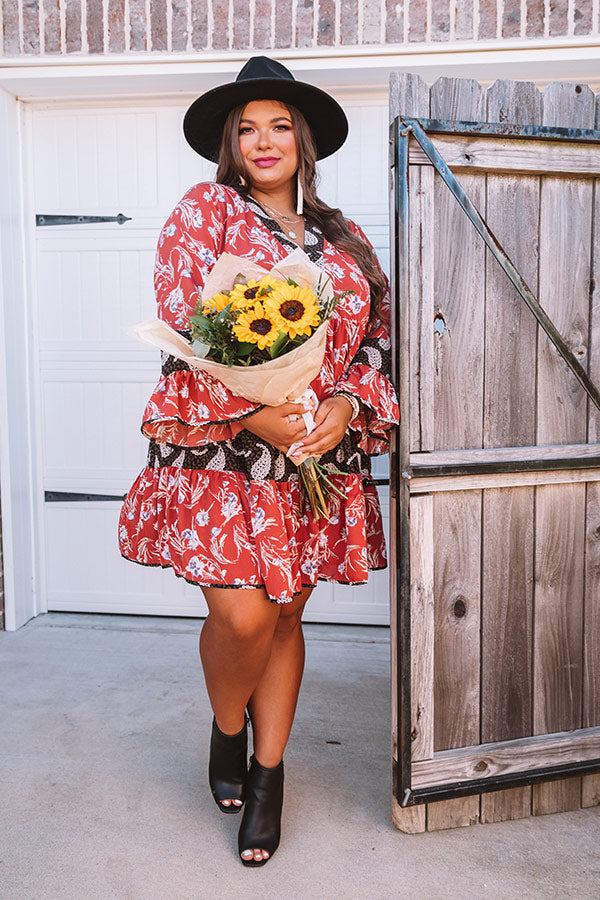 Cabernet Kisses Floral Shift Dress Curves Image - 2