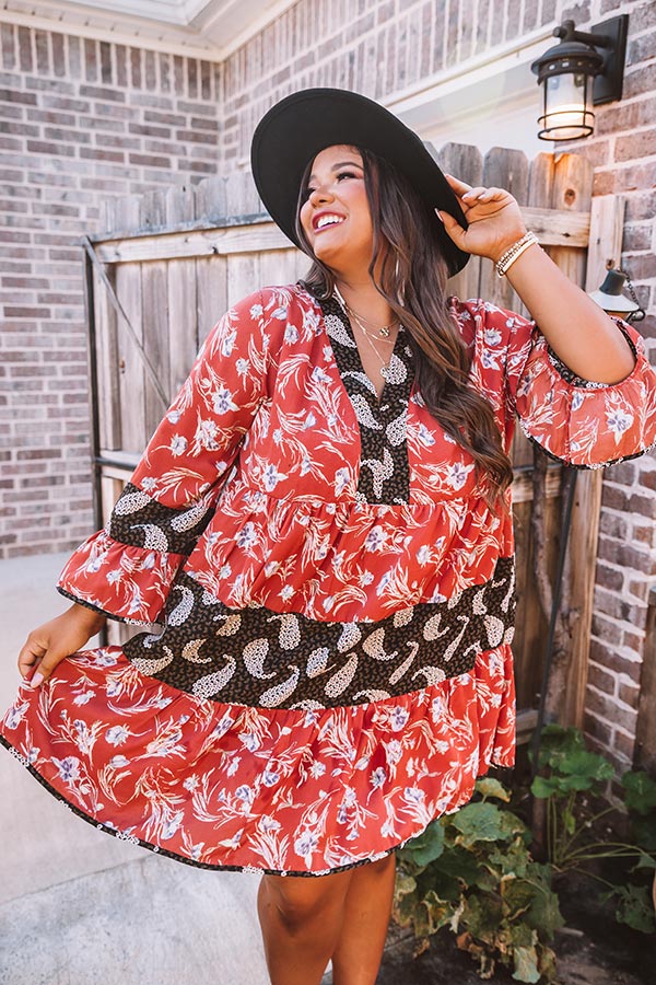 Cabernet Kisses Floral Shift Dress Curves Image - 4