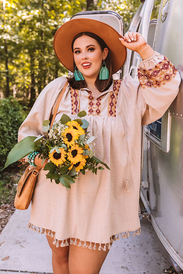 Role Call Embroidered Babydoll Tunic Dress Curves Image - 2