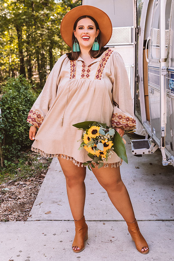 Role Call Embroidered Babydoll Tunic Dress Curves Image - 3