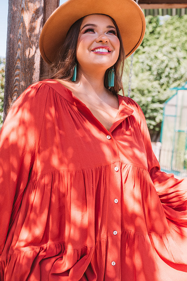 Sweeter Than Pie Babydoll Top In Rust Curves Image - 5