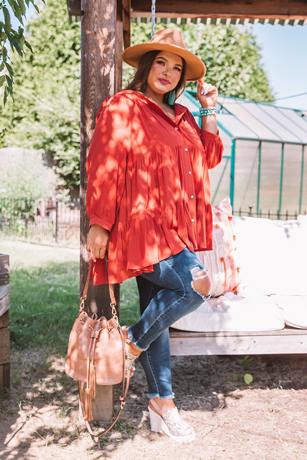 Sweeter Than Pie Babydoll Top In Rust Curves Image - 3