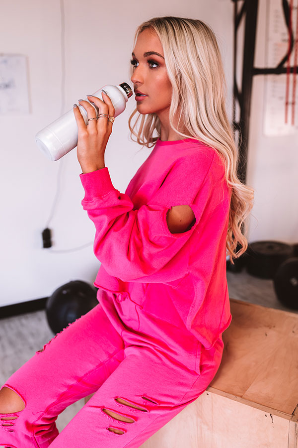 A Little Chilly Crop Sweatshirt In Pink Image - 1