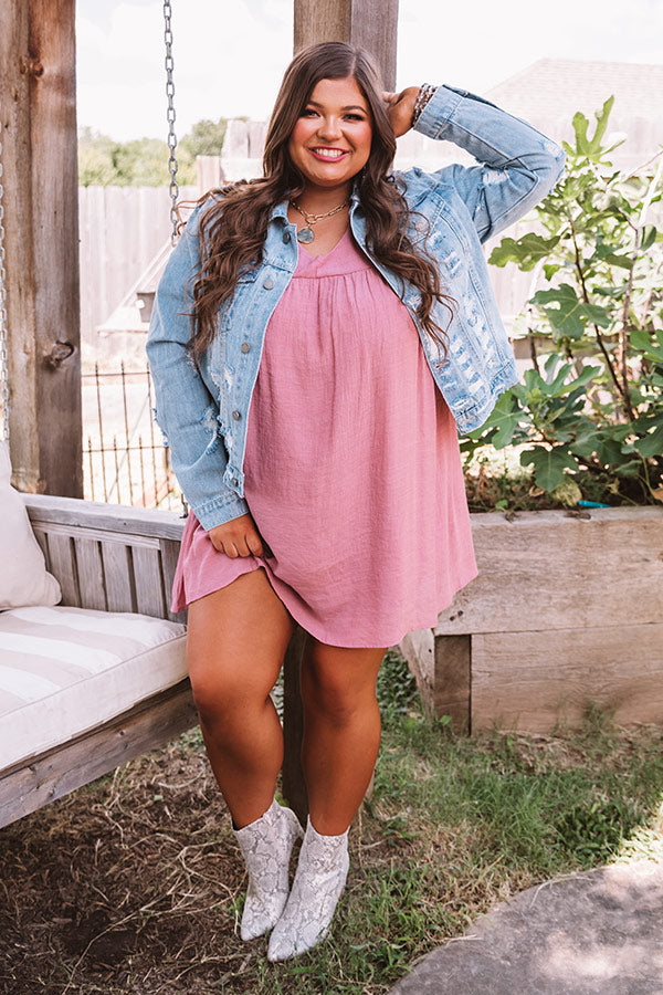 Uptown Meetup Shift Dress In Blush Curves Image - 3