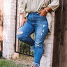 The Barkley Midrise Distressed Ankle Skinny In Medium Wash Curves Image - 1