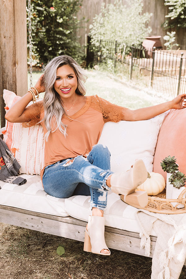 Sights On The Sea Lace Top In Rust Image - 4