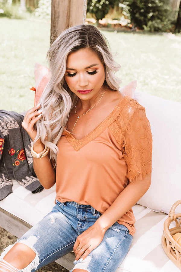 Sights On The Sea Lace Top In Rust Image - 3