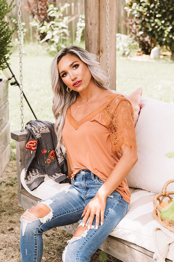 Sights On The Sea Lace Top In Rust Image - 1