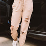 A Little Chilly Distressed Joggers In Khaki Image - 1