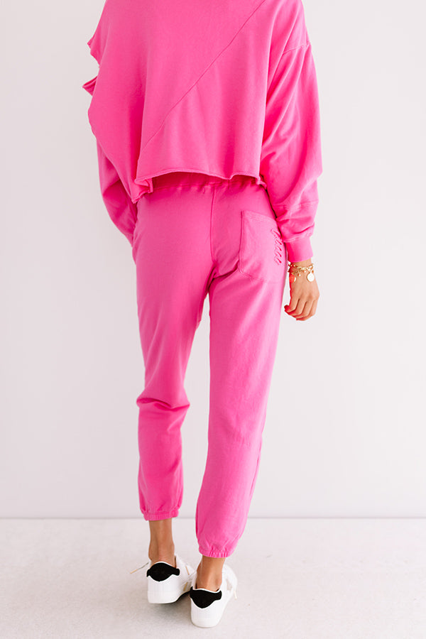 A Little Chilly Distressed Joggers In Pink Image - 5