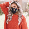 Solo Trip Floral Cloth Face Mask In Navy Image - 1