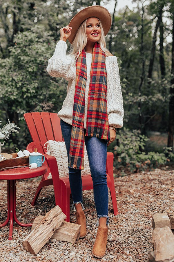 Lattes And Leaves Plaid Scarf Image - 4