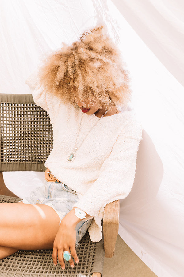 Laying Low In Colorado Popcorn Knit Sweater In Cream Image - 1