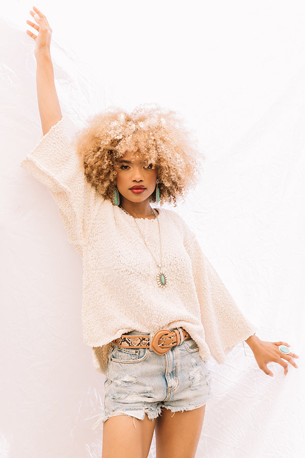 Laying Low In Colorado Popcorn Knit Sweater In Cream Image - 4