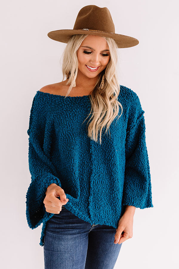 Laying Low In Colorado Popcorn Knit Sweater In Teal Image - 1