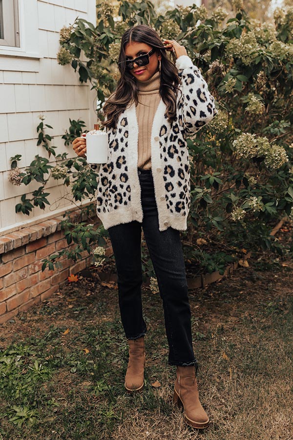 Fawning Over You Ultra Soft Leopard Cardigan In Ivory