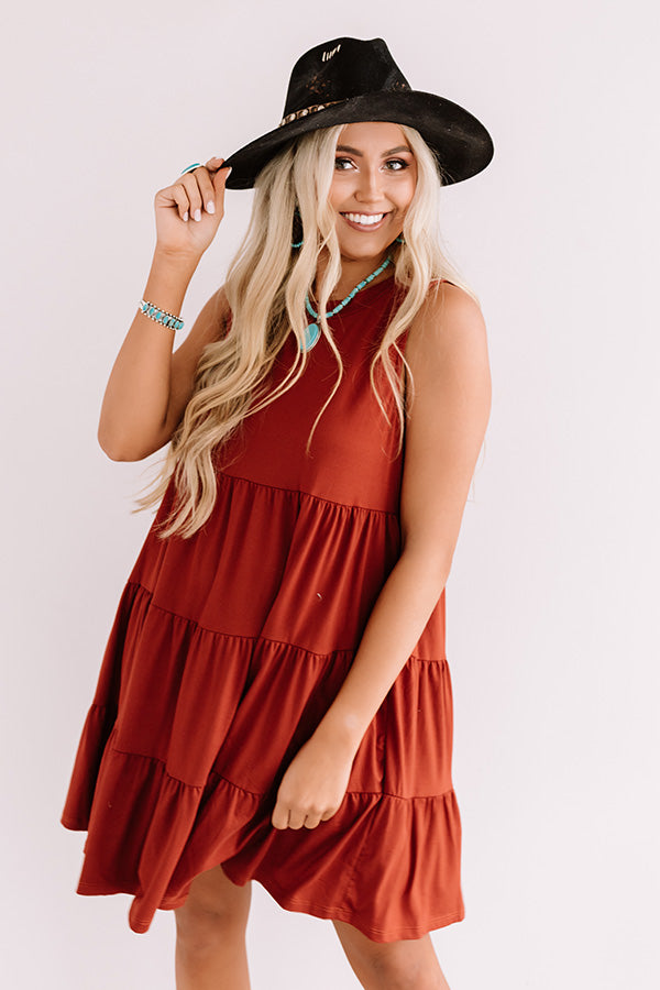 Apple Spiced Wishes Babydoll Dress In Rust • Impressions Online Boutique