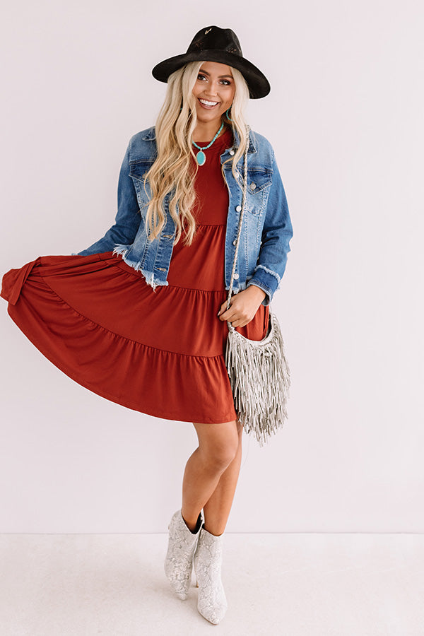 Apple Spiced Wishes Babydoll Dress In Rust Image - 3