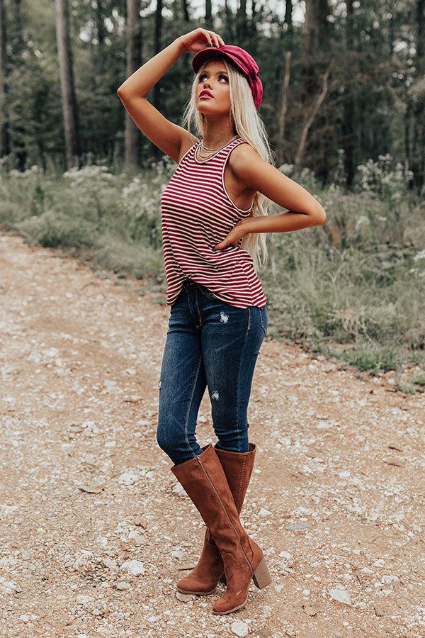 Back Together Stripe Tank In Wine Image - 1