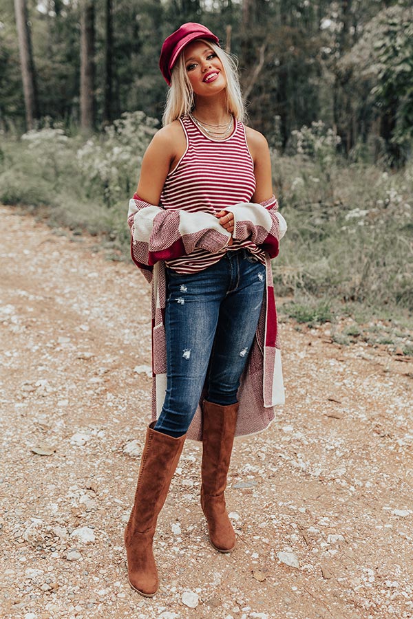 Back Together Stripe Tank In Wine Image - 2