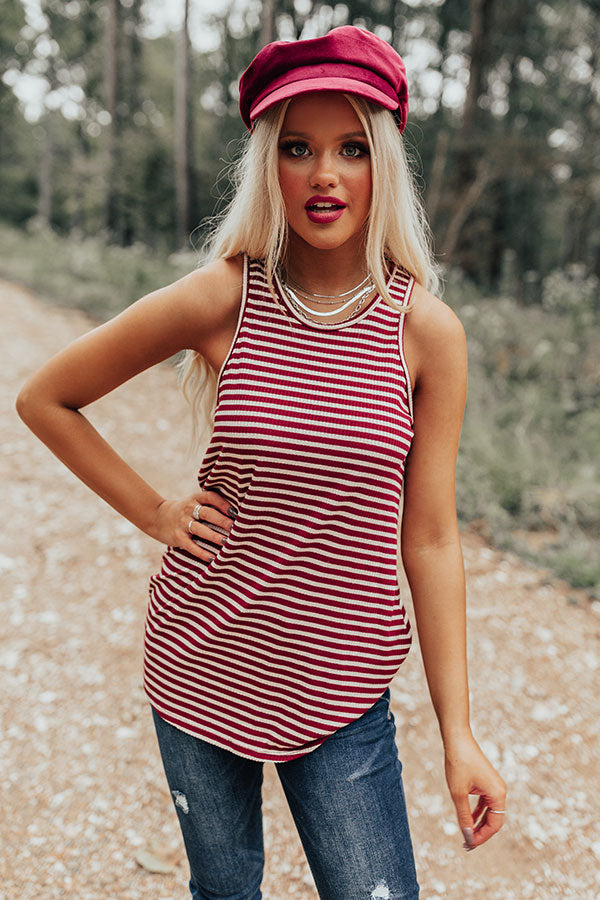 Back Together Stripe Tank In Wine Image - 3