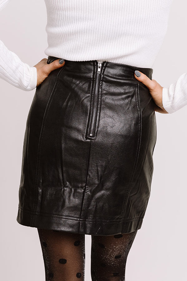 Stroke Of Midnight Faux Leather Skirt In Black • Impressions Online ...