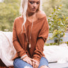 Falls Frills Waffle Knit Top In Brown Image - 1