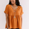 Backseat Sips Babydoll Top In Pumpkin Image - 1