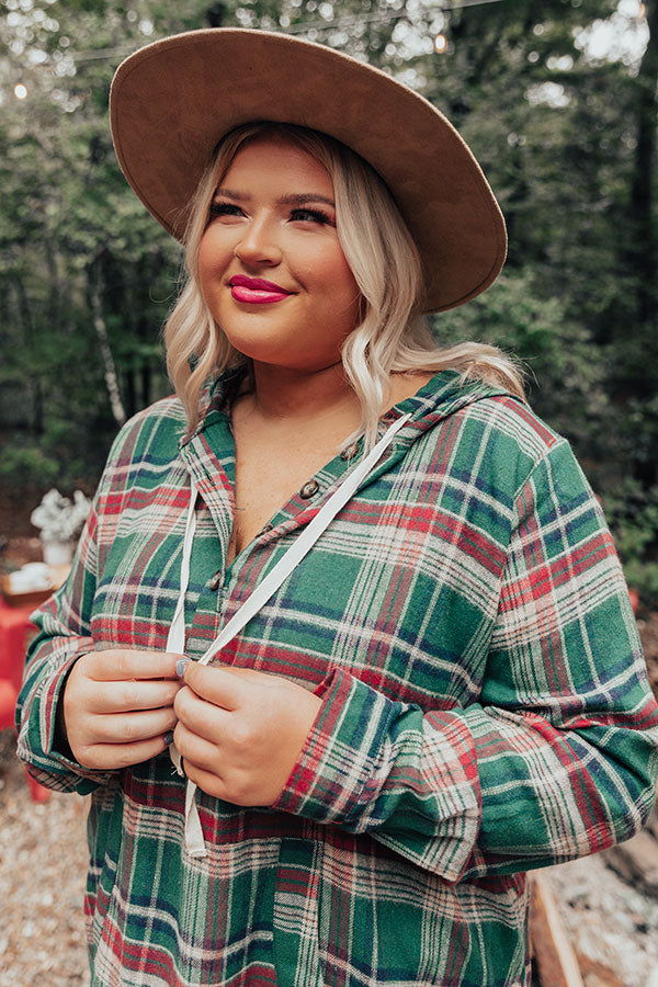 Rocky Mountain Bliss Flannel Sweater In Hunter Green Curves Image - 5