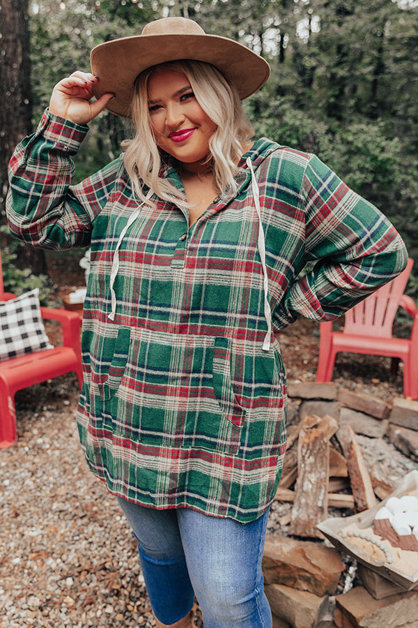 Rocky Mountain Bliss Flannel Sweater In Hunter Green Curves Image - 4