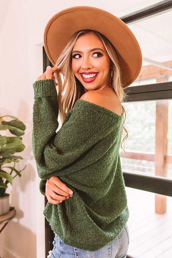 Headed To Aspen Knit Sweater In Hunter Green • Impressions Online Boutique