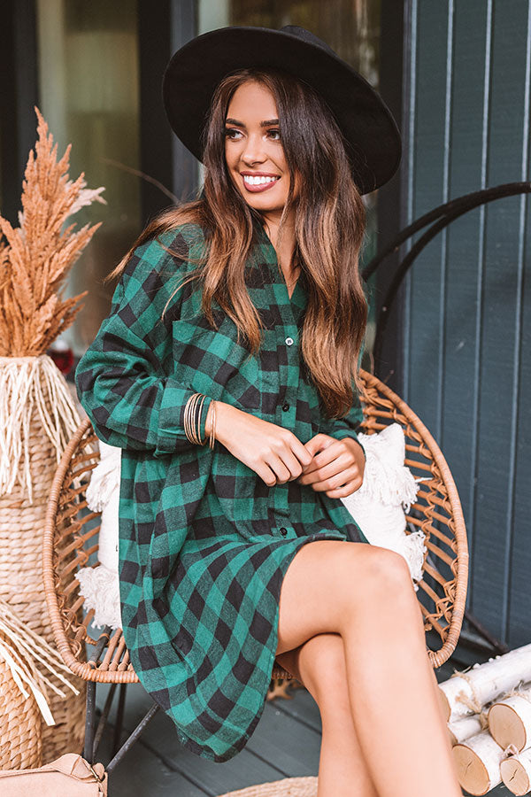 Napa And Chill Flannel Tunic In Green