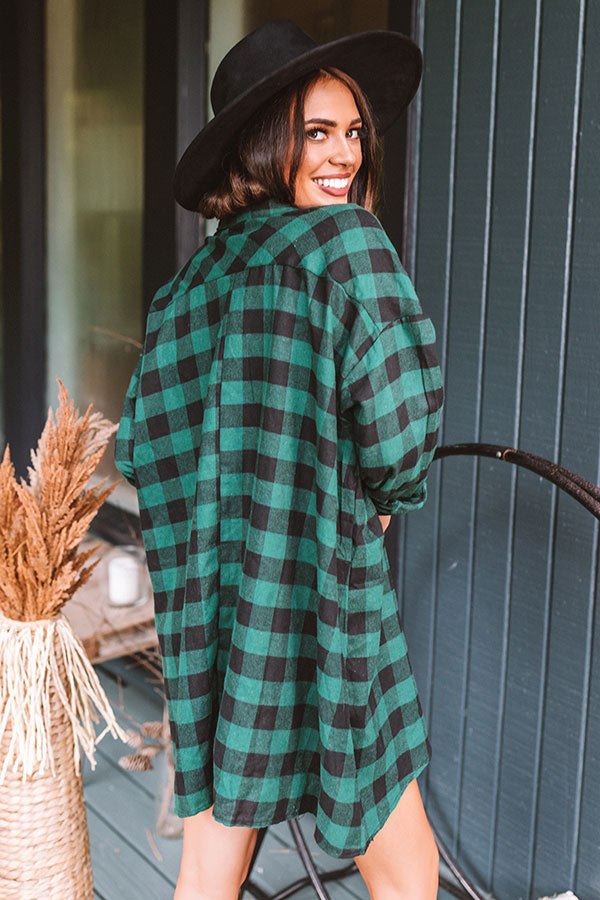 Napa And Chill Flannel Tunic In Green Image - 5