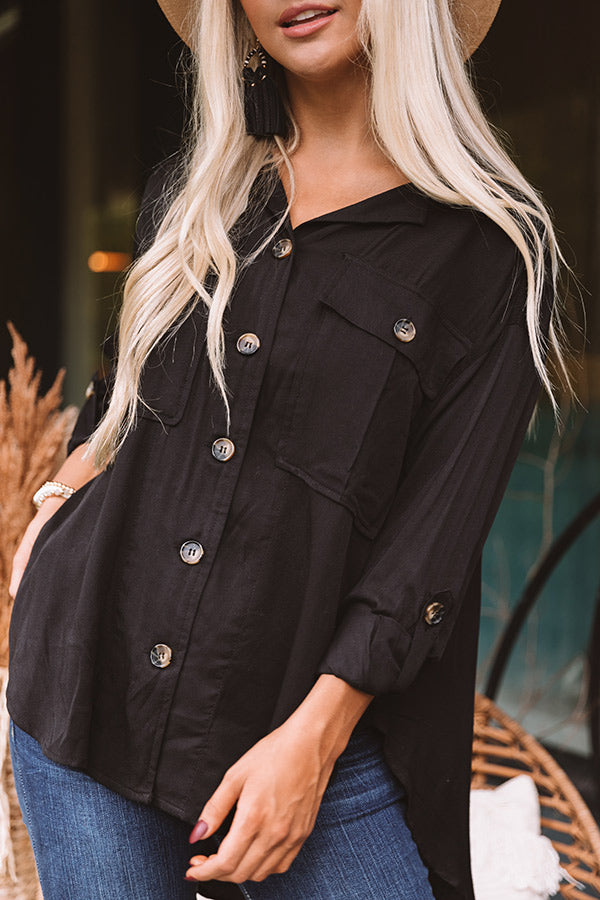 Upstate Journey Button Up Top In Black Image - 5