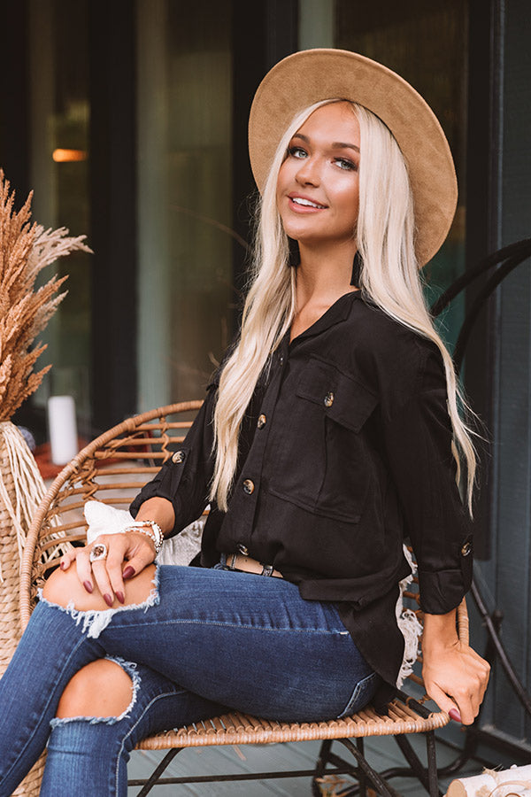 Upstate Journey Button Up Top In Black Image - 2