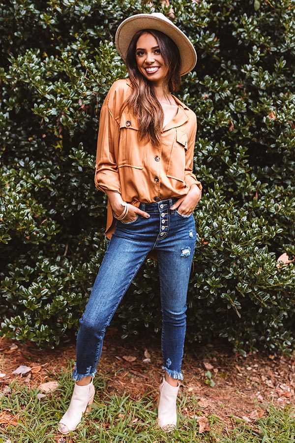 Upstate Journey Button Up Top In Copper • Impressions Online Boutique