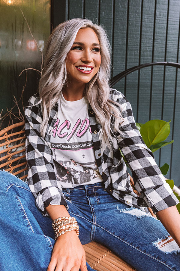 Slice Of Pie Flannel Top In White