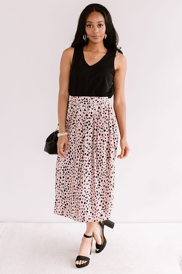 Raise A Glass Leopard Pleated Skirt In Blush Image - 4
