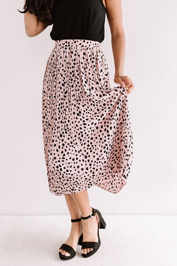 Raise A Glass Leopard Pleated Skirt In Blush Image - 5
