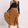 Raise A Glass Leopard Pleated Skirt In Mustard Image - 1