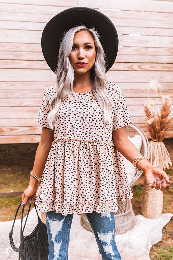 Love Sparks Cheetah Print Shift Top In Iced Latte
