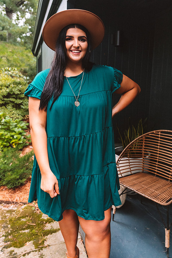 Ready To Party Babydoll Dress In Hunter Green Curves Image - 3