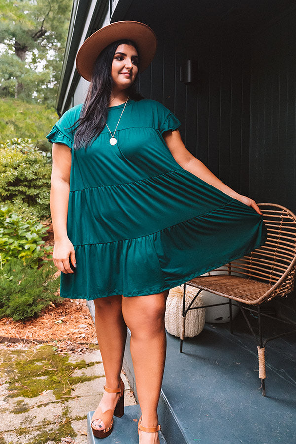 Ready To Party Babydoll Dress In Hunter Green Curves Image - 2