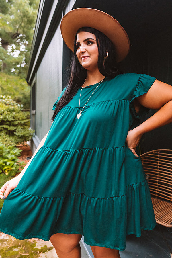 Ready To Party Babydoll Dress In Hunter Green Curves Image - 4