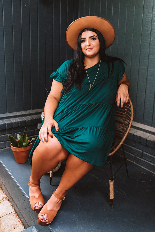 Ready To Party Babydoll Dress In Hunter Green Curves Image - 5