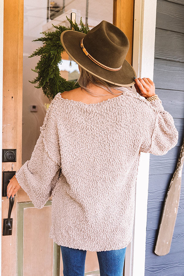 Laying Low In Colorado Popcorn Knit Sweater In Taupe Image - 1