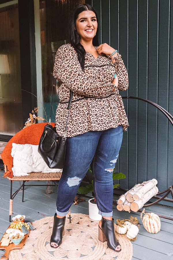 Love of Lattes Leopard Babydoll Top Curves Image - 2